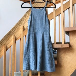 Grey Ribbed Fit and Flare Dress
